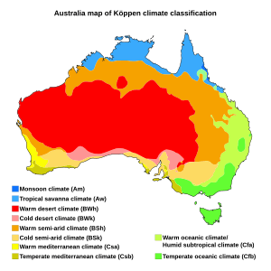 Australia map of Köppen climate classification