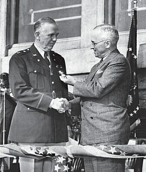 General George C. Marshall receives the Distinguished Service Medal from President Harry S. Truman in 1945
