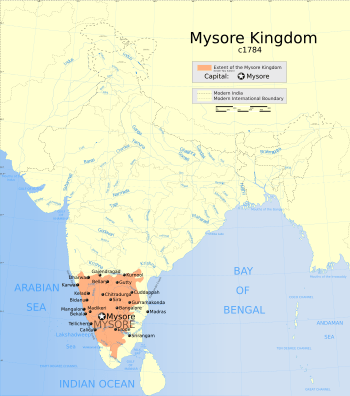      Kingdom of Mysore, 1784 AD (at its greatest extent)