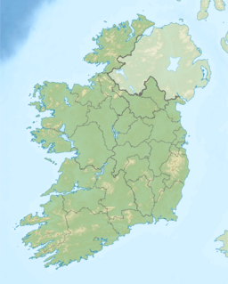 A map of Ireland with a mark indicating the location of Carlingford Lough