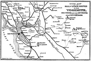 Map of Rail and Stage Routes to the Yosemite 1885
