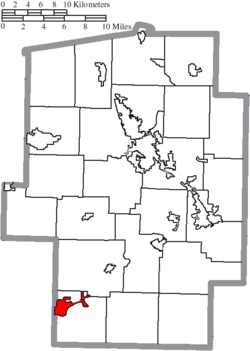Location of Newcomerstown in Tuscarawas County