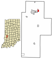 Location of Harmony in Clay County, Indiana.