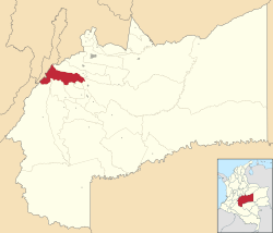Location of the municipality and town of Cubarral in the Meta Department of Colombia.