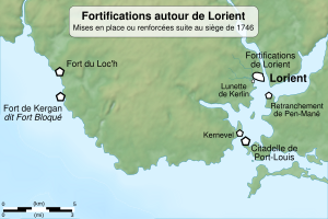 Fortifications after Raid on Lorient 1746 map-fr