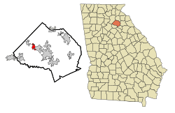 Location in Jackson County and the state of Georgia