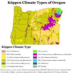 Köppen Climate Types Oregon