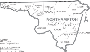 Map of Northampton County North Carolina With Municipal and Township Labels