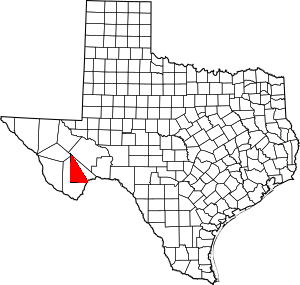 Map of Texas highlighting Buchel County