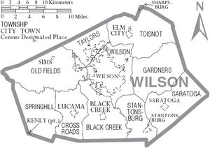 Map of Wilson County North Carolina With Municipal and Township Labels