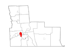 Map highlighting Johnson City's location within Broome County.