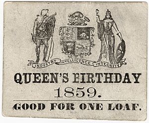 Bread ticket for royal birthday 1859 Toronto Canada