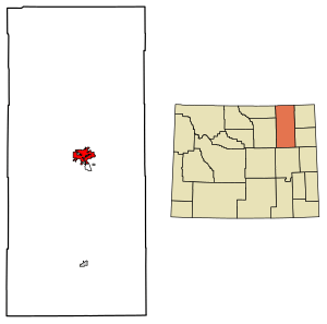 Location of Gillette in Campbell County, Wyoming.