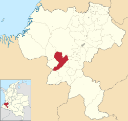 Location of the municipality and town of Patia, Cauca in the Cauca Department of Colombia.