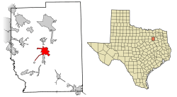 Location of Kaufman in Kaufman County, Texas