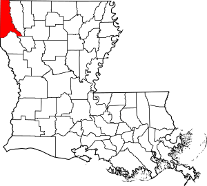 Map of Louisiana highlighting Caddo Parish