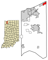 Location of Town of Pines in Porter County, Indiana.