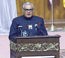 The Prime Minister Shri Atal Bihari Vajpayee delivering his speech at the 12th SAARC Summit in Islamabad, Pakistan on January 4, 2004 (1)