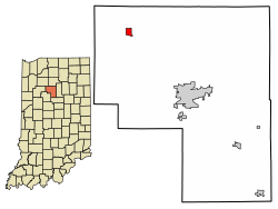 Location of Royal Center in Cass County, Indiana.