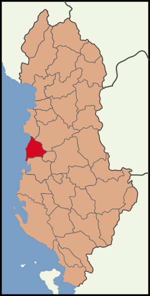 Map showing Kavajë within Albania