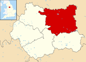 Leeds shown within West Yorkshire and England