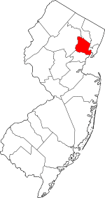 Map of New Jersey highlighting Essex County