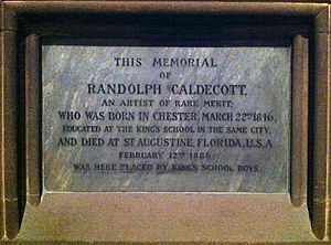 Memorial to Randolph Caldecott in Chester Cathedral