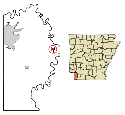 Location of Garland in Miller County, Arkansas.