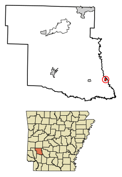 Location of Antoine in Pike County, Arkansas.