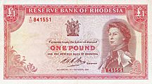 Rhodesia one pound 1968
