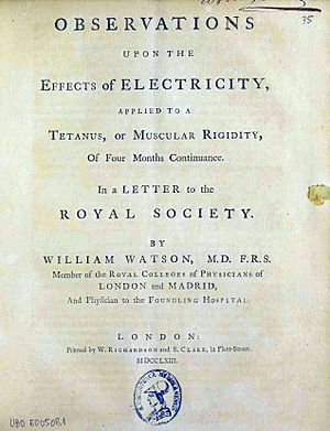 Watson, William – Observations upon the effects of electricity, applied to a tetanus, or muscolar rigidity, of four months continuance, 1763 – BEIC 8420298