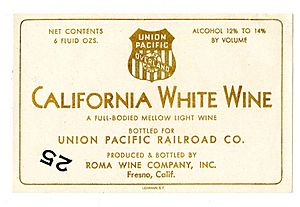 Wine label Roma Wine Company Union Pacific RR