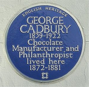 Blue plaque George Cadbury