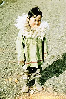Inupiat child at Point Barrow, Alaska circa 1960s