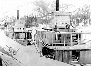 JD Farrell and North Star (sternwheelers) at Jennings Montana ca 1900