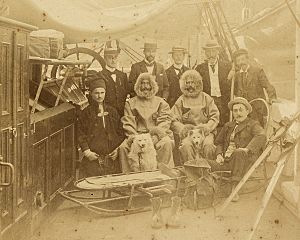 Nine men on deck of the Southern Cross 1899