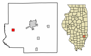 Location of Noble in Richland County, Illinois.
