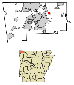 Location of Avoca in Benton County, Arkansas.