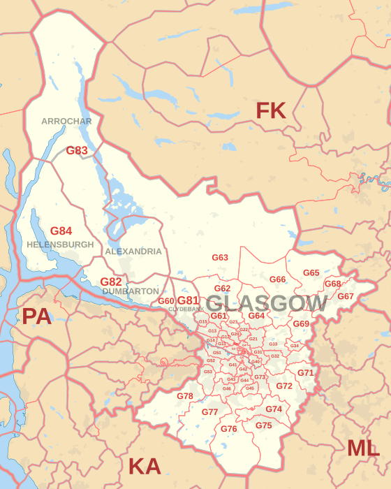 G postcode area map