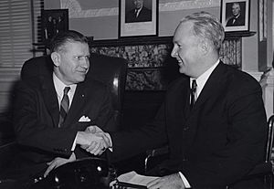 Governor John Volpe shakes hands with Mayor John F. Collins (13848025363) (1)