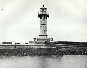 Historic view of Breakwater Lighthouse, Wollongong, NSW, Australia - cropped