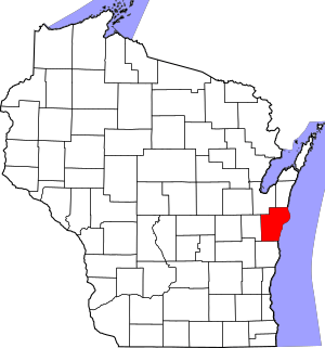Map of Wisconsin highlighting Manitowoc County
