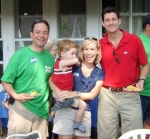 U.S. Republican Party of Wisconsin Chairman Reince Priebus, his wife Sally, and Congressman Paul Ryan in 2008
