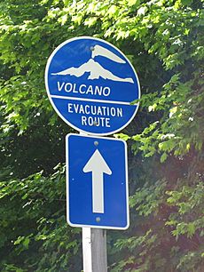 Volcano evacuation route sign