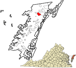 Accomack County Virginia incorporated and unincorporated areas Temperanceville highlighted