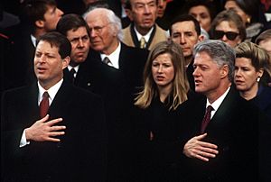 Bill Clinton & Al Gore sing national anthem at 1997 inauguration