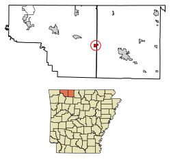 Location of Alpena in Boone County and Carroll County, Arkansas.