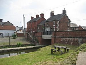 The Montgomery Canal passing through Llanymynech, Shropshire, England