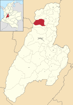 Location of the municipality and town of Murillo, Tolima in the Tolima Department of Colombia.