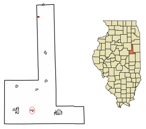 Location of Kempton in Ford County, Illinois.